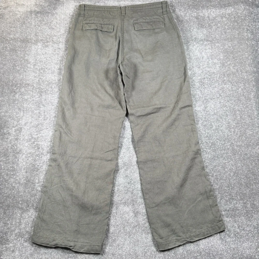 Apt 9 Pants Men's 34x32 Olive Green Straight Wide Leg Linen Baggy Trousers